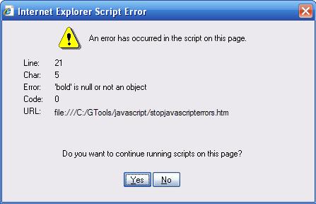 script error dialog
